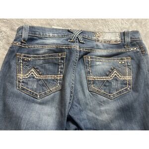 Southern Thread Jeans Women's 28L Distressed Rip The Bobbie Blue Cut Off Grommet